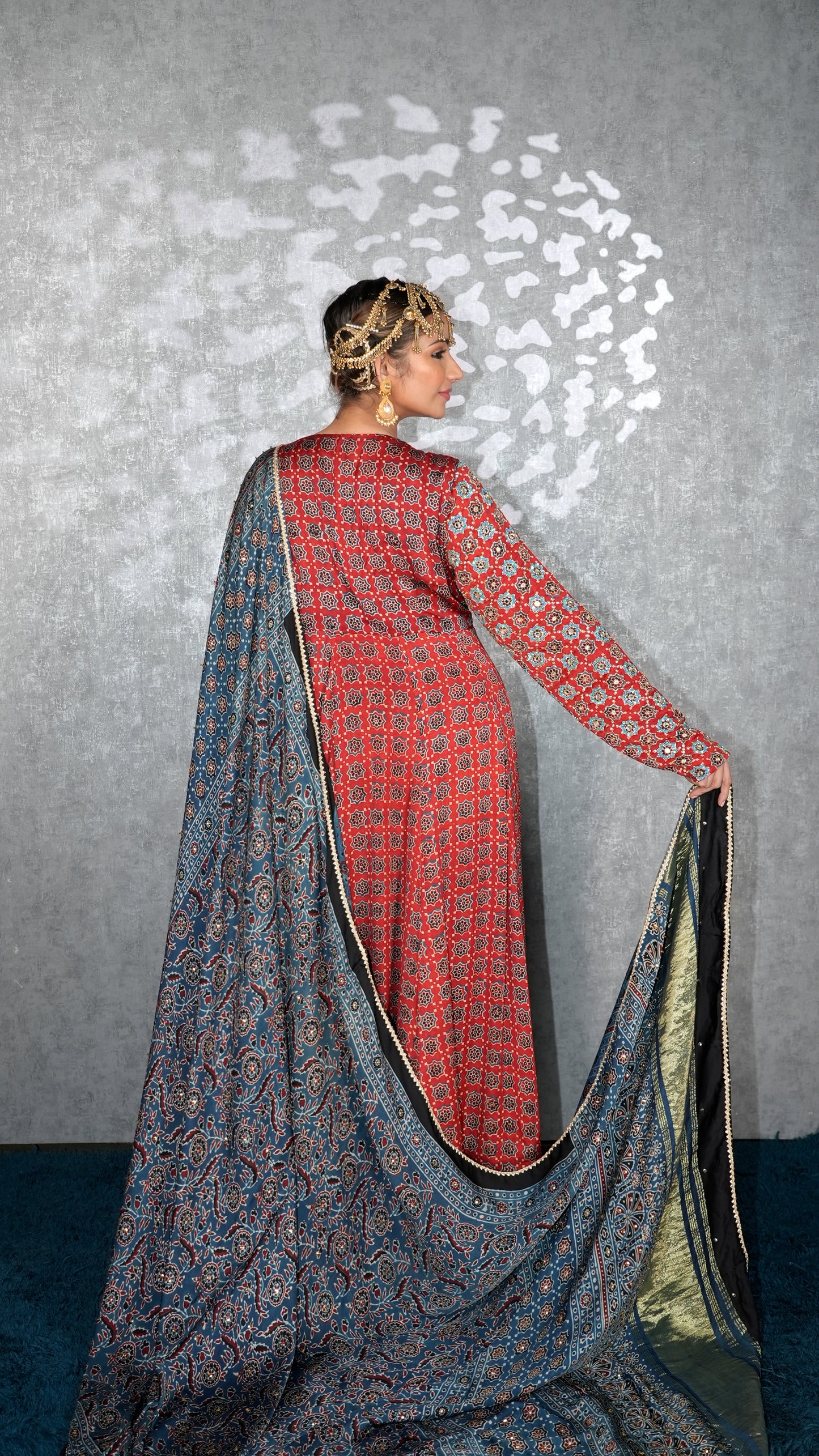 Red Ajrakh Anarkali