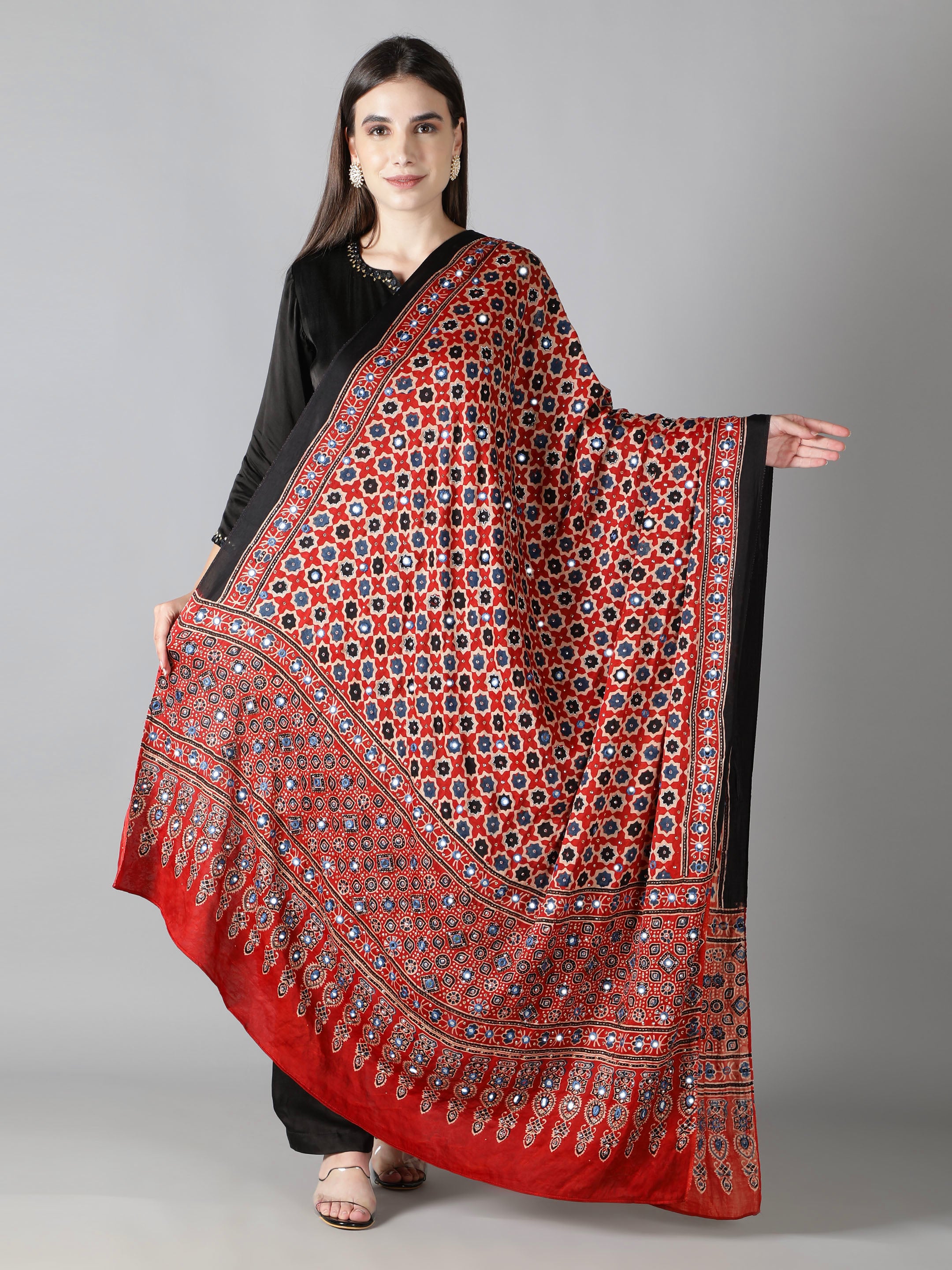Rustic Red Ajrakh Dupatta