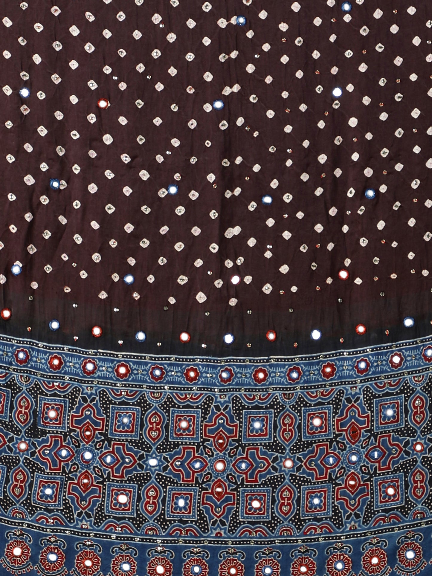 Black Bandhej With Blue Ajrakh Pallu Dupatta