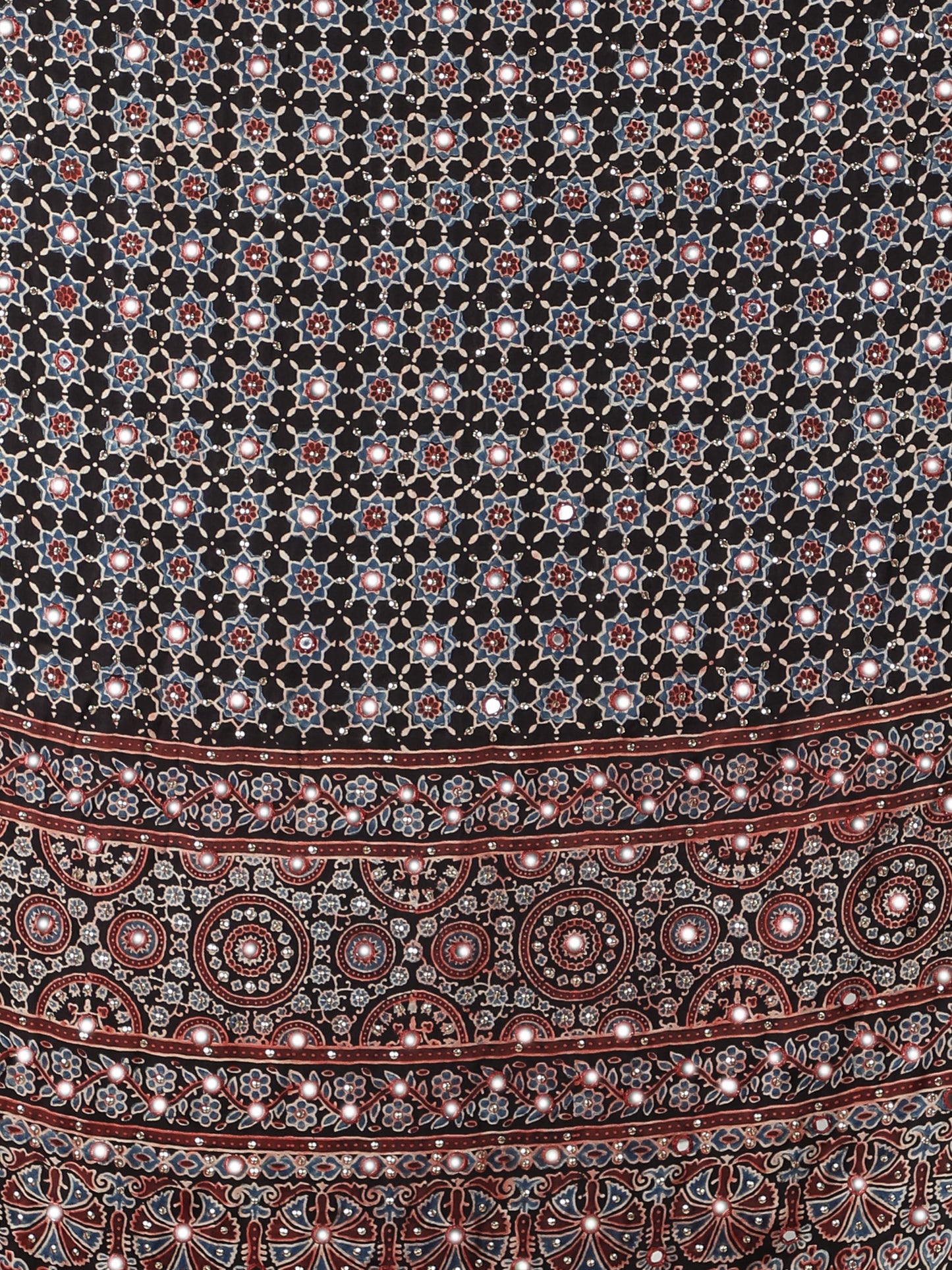 Coal Black Star Ajrakh Dupatta