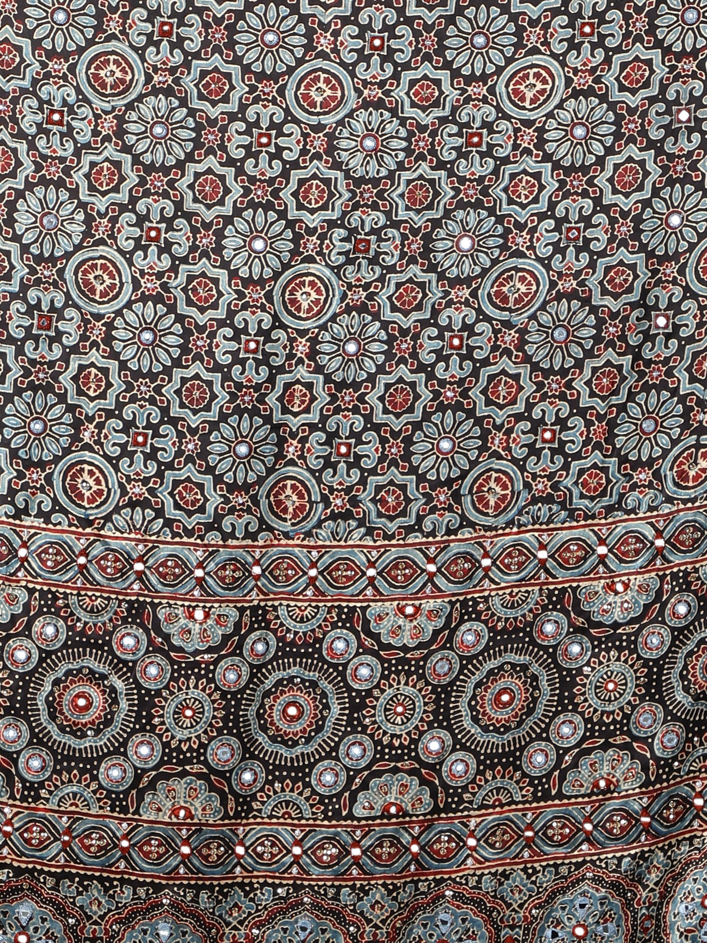 Ash Black Floral Ajrakh Dupatta