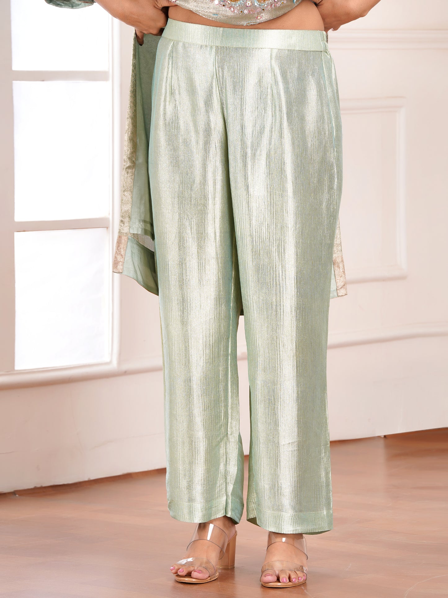 Blue Brocade Silk Embroidered Kurta Set