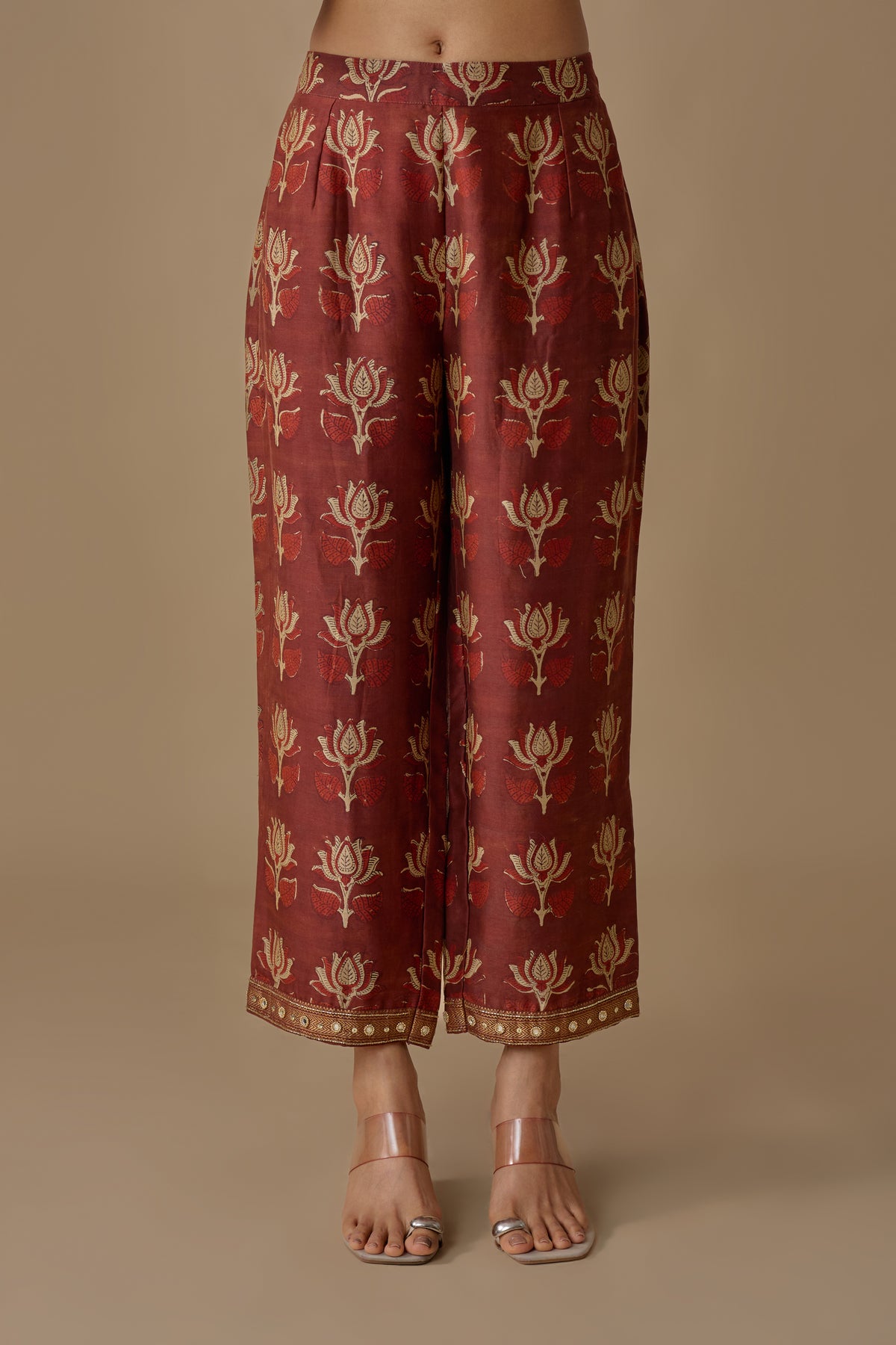 CREAM SILK HAND EMBROIDERED KURTA SET