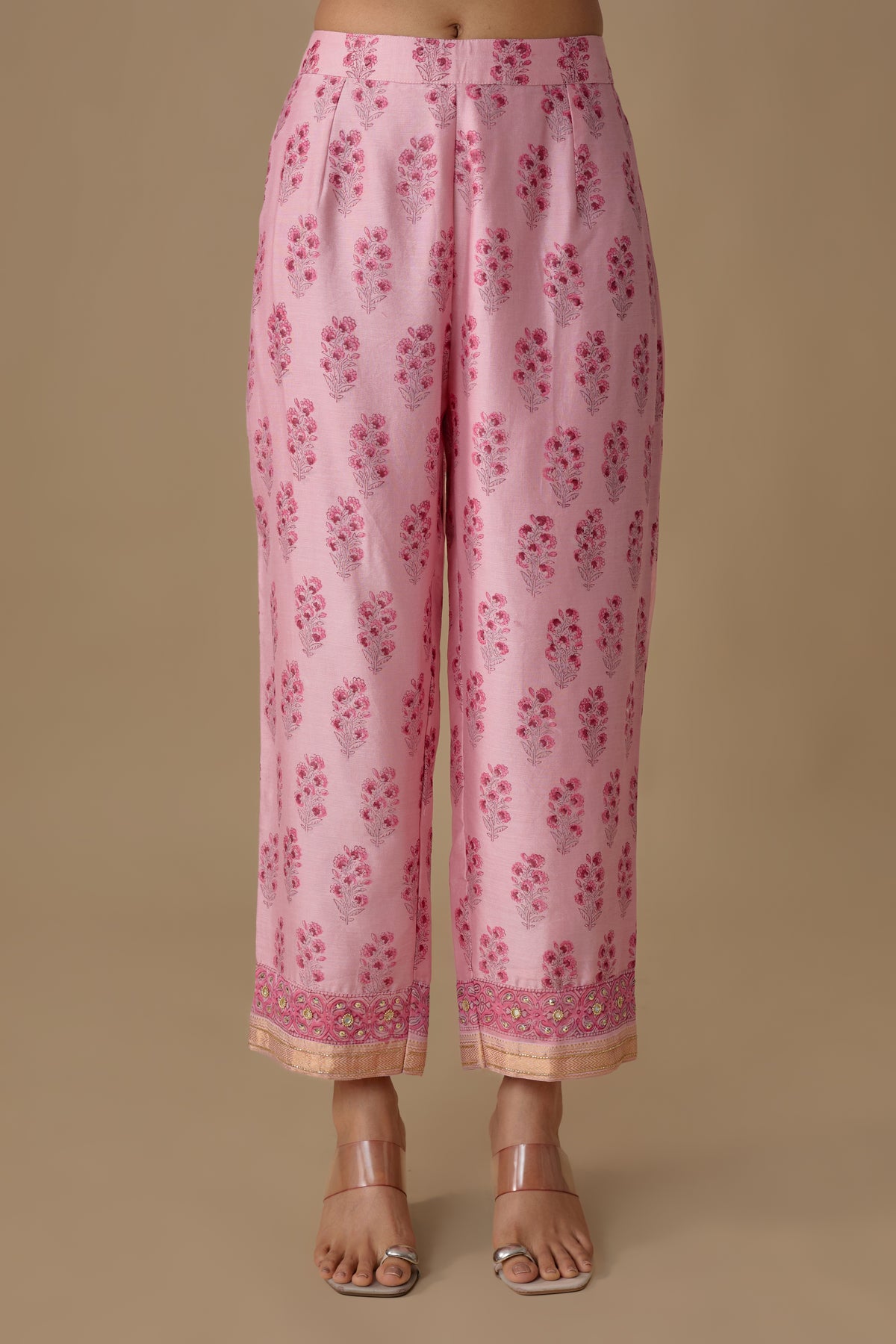PINK SILK HAND EMBROIDERED KURTA SET