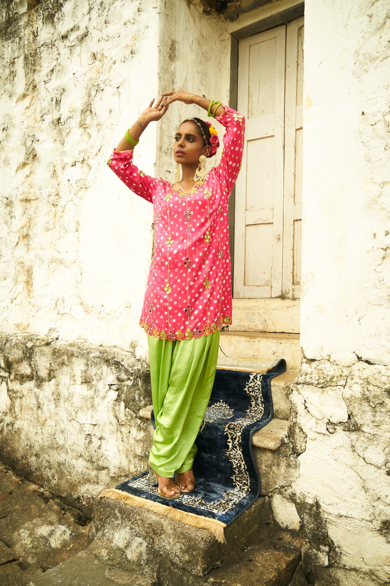 Light Pink Yoke Kurta Set