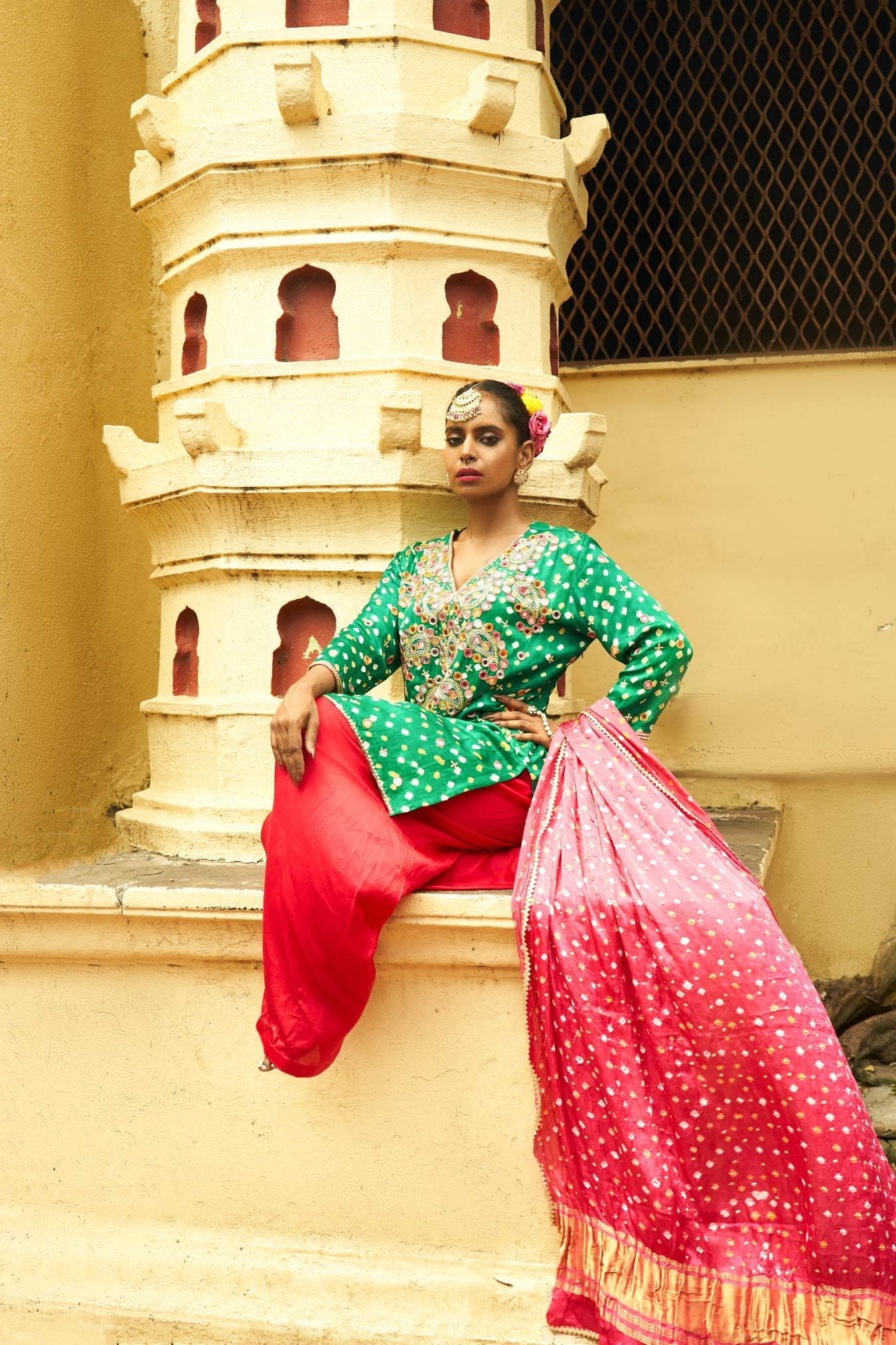 Green Small Paisley Kurta Set