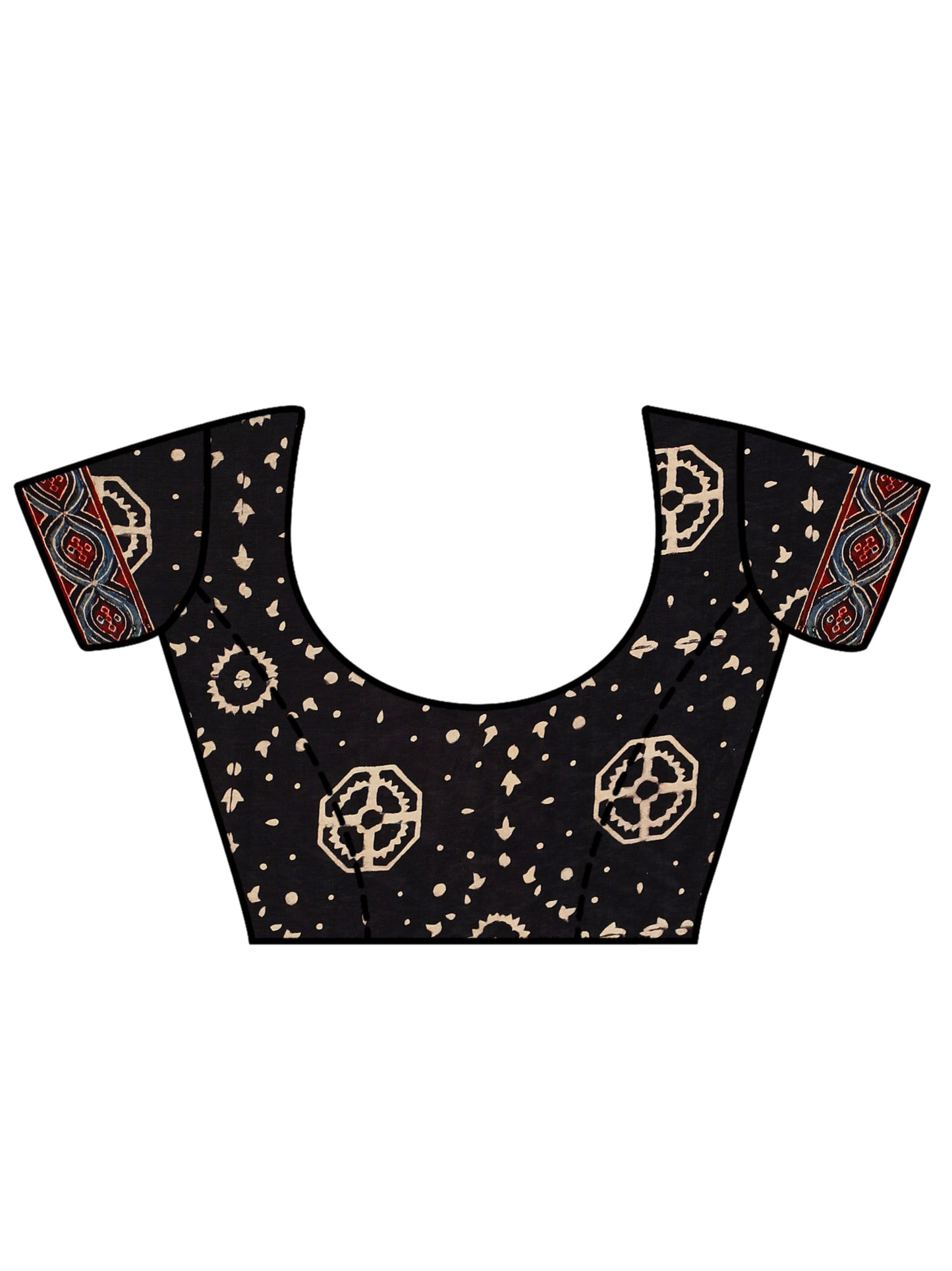 Ash Black Multi Hued Ajrakh Saree