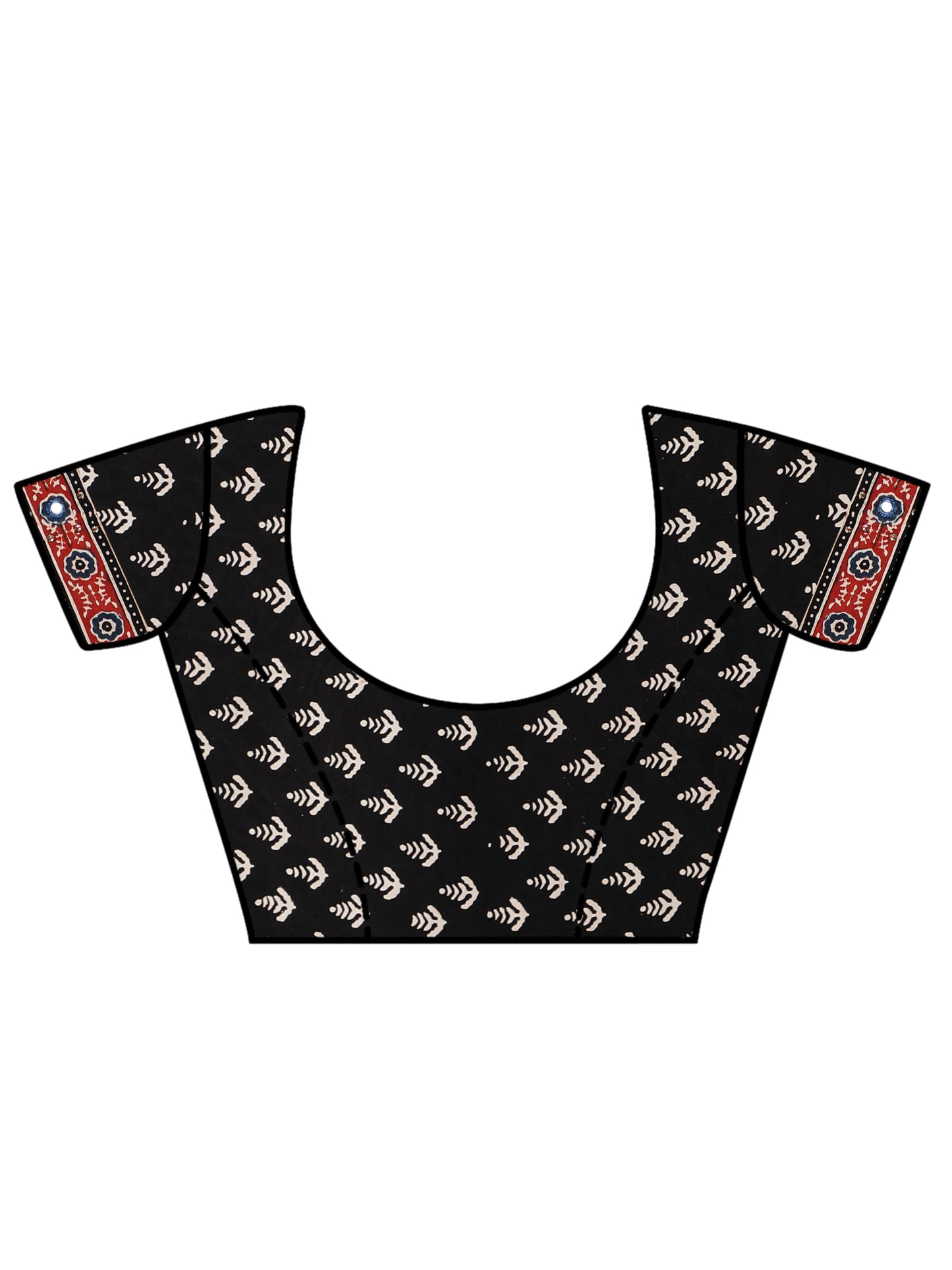 Red And Black Multi Hued Ajrakh Saree