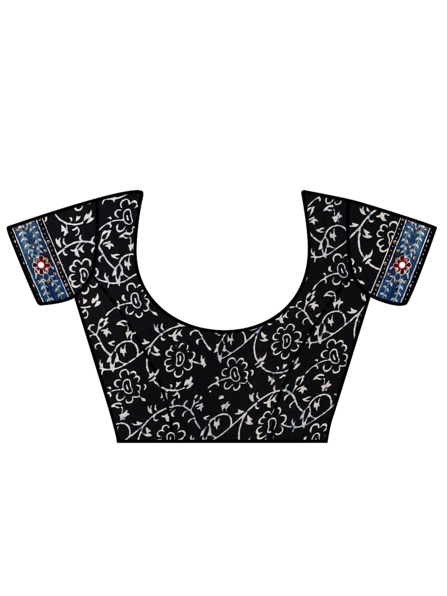 Cobalt Blue And Black Ajrakh Saree