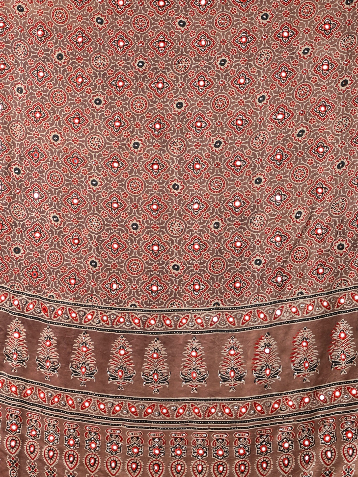 Sandstone Brown With rust Orange Accent, Zari pallu Ajrakh Dupatta