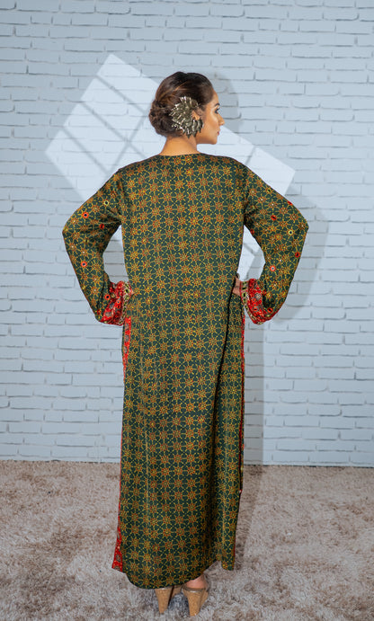 Green Ajrakh Kaftan Kurta