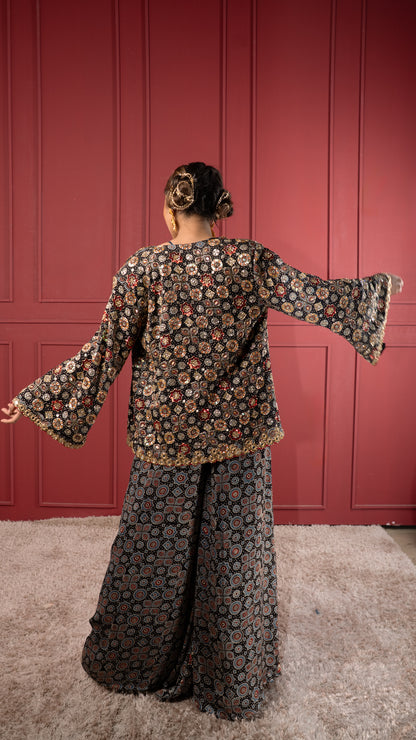 Black Ajrakh Jacket Set