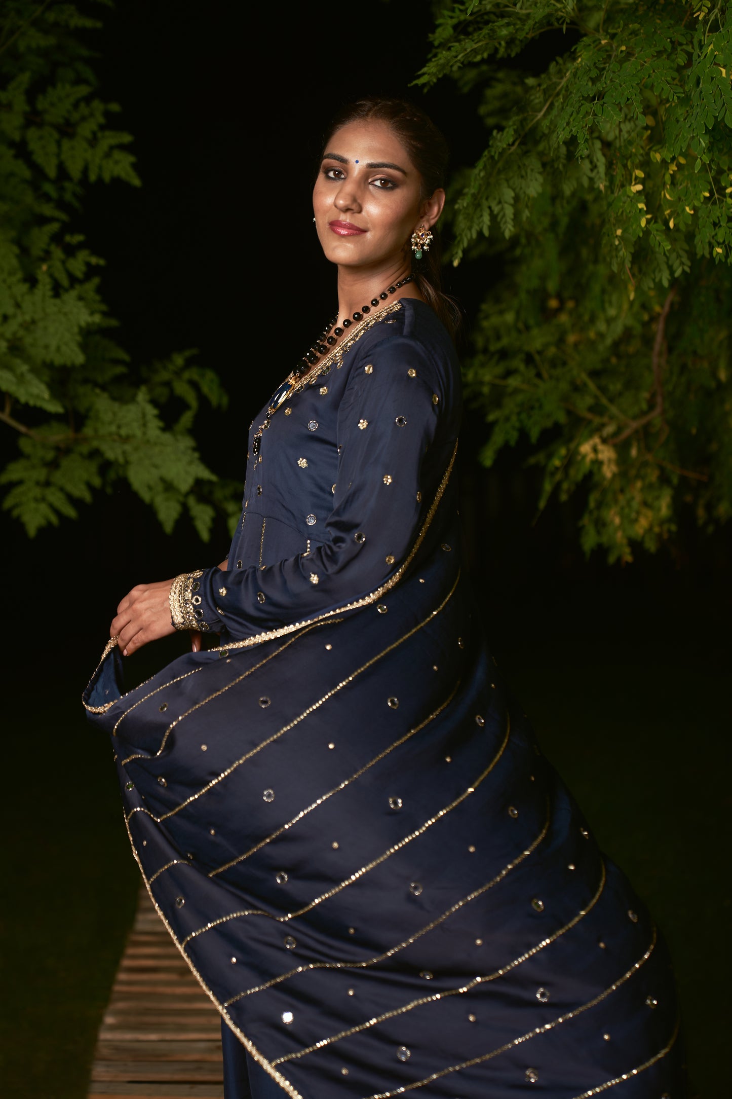 BLUE  EMBROIDERED ANARKALI
