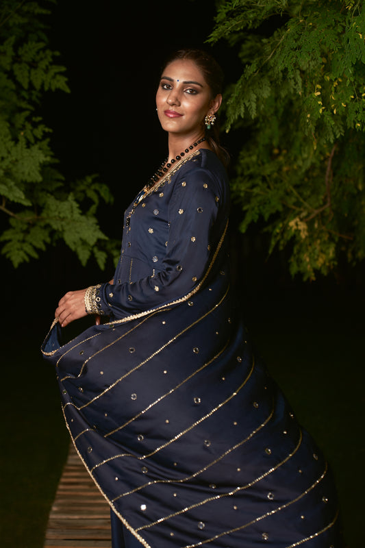 BLUE  EMBROIDERED ANARKALI