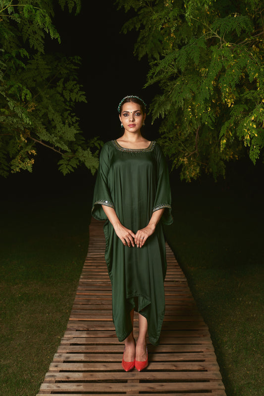 Green Embroidered kaftan