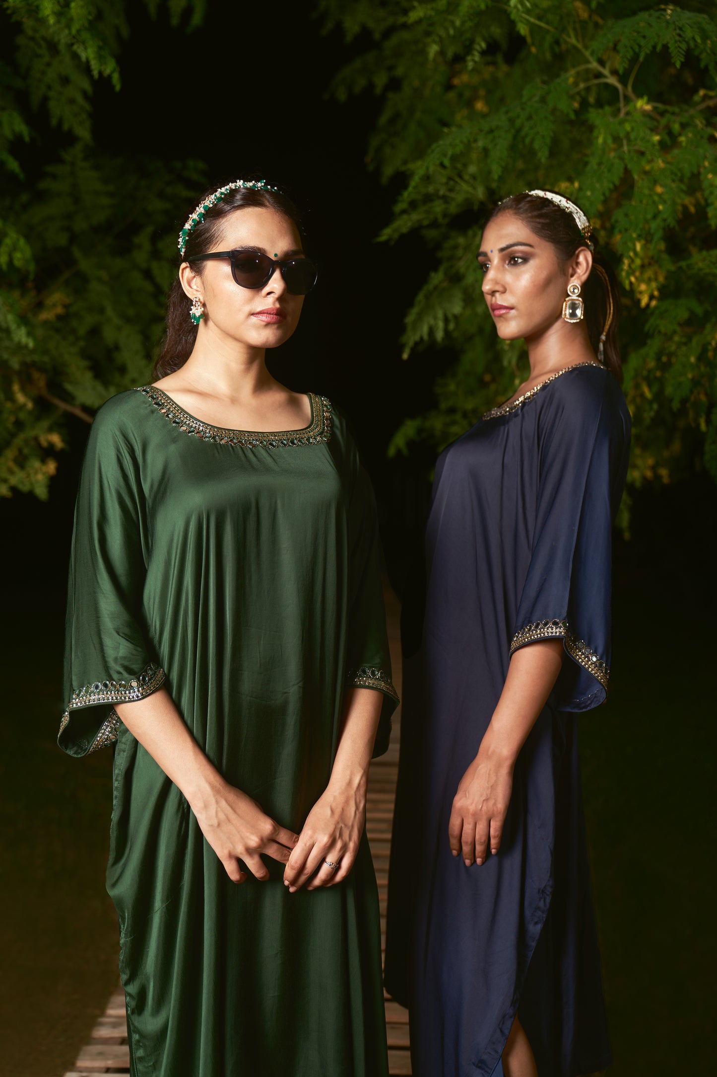 Green Embroidered kaftan