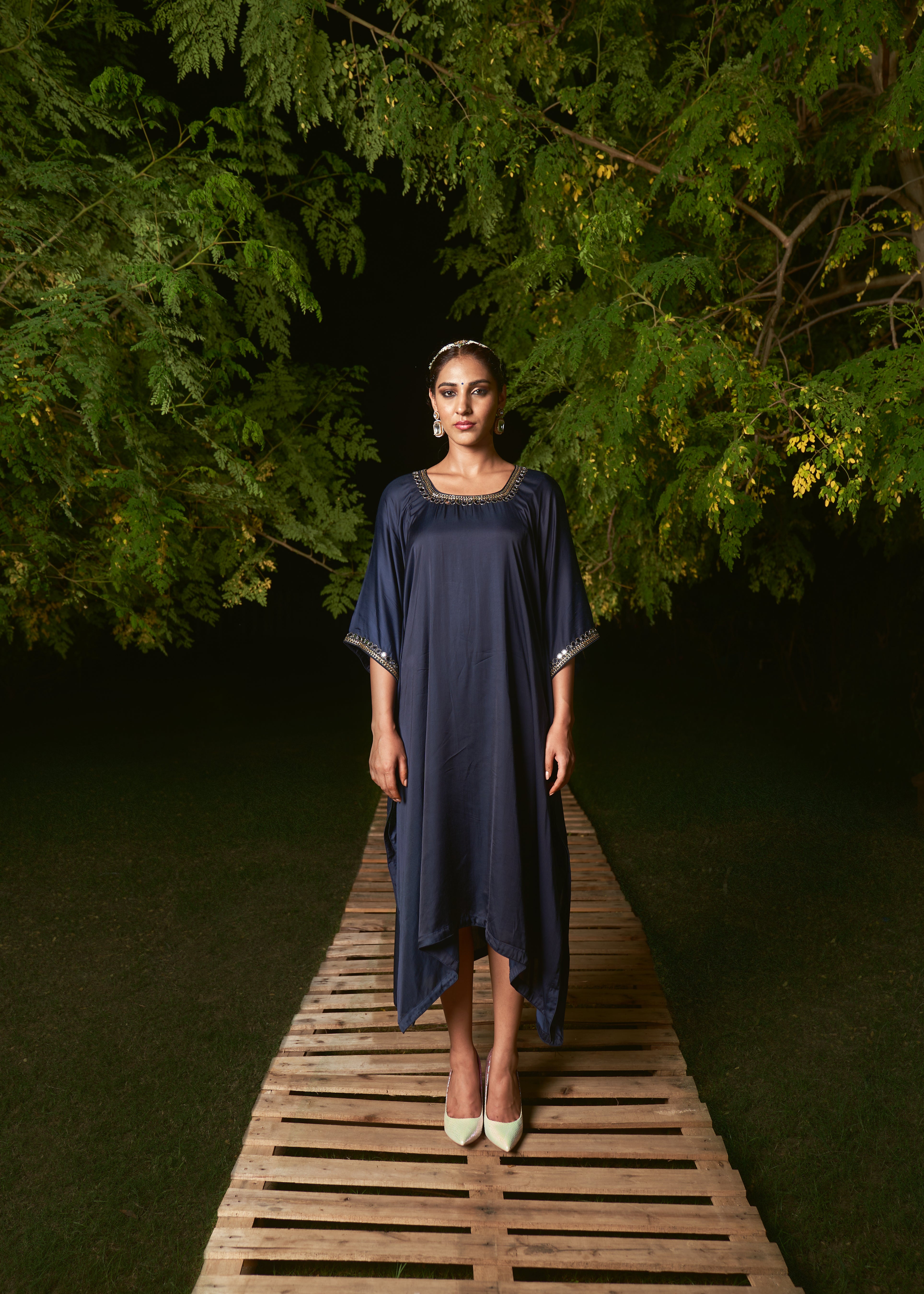 BLUE EMBROIDERED KAFTAN