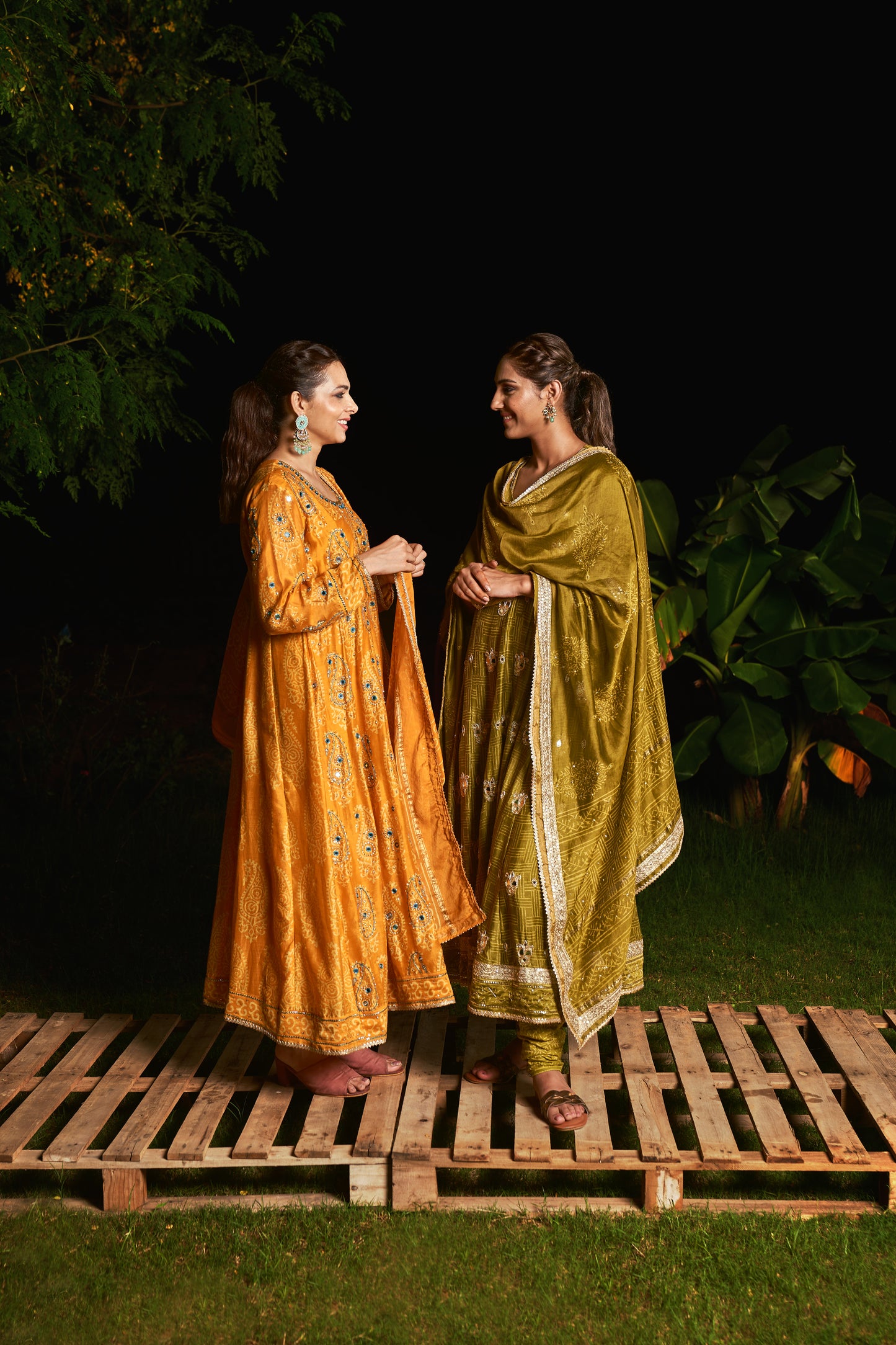 OLIVE GREEN  EMBROIDERE ANARKALI