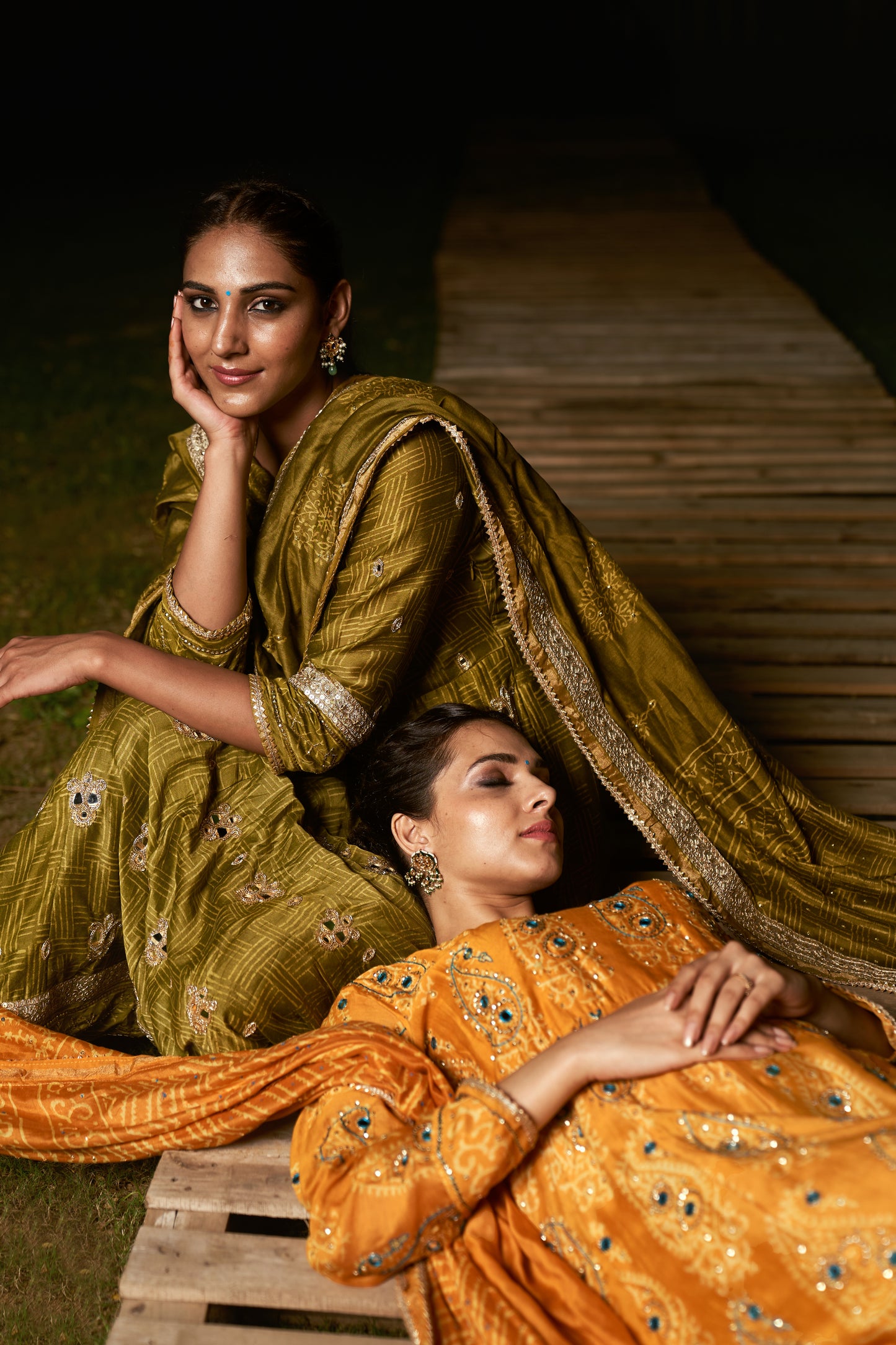 OLIVE GREEN  EMBROIDERE ANARKALI