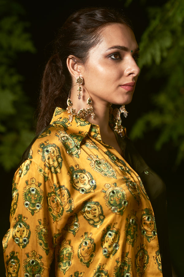 YELLOW AND GREEN SHIRT SET