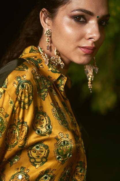 YELLOW AND GREEN SHIRT SET