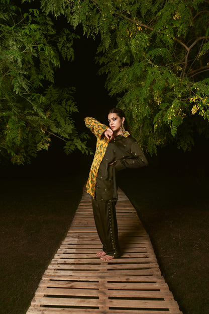 YELLOW AND GREEN SHIRT SET