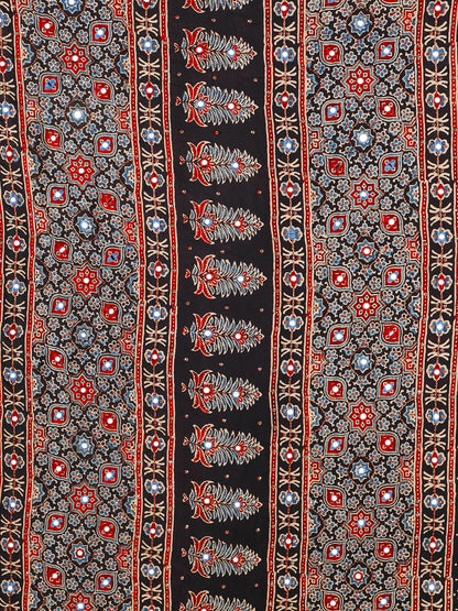 Smoke Black Star Ajrakh Saree