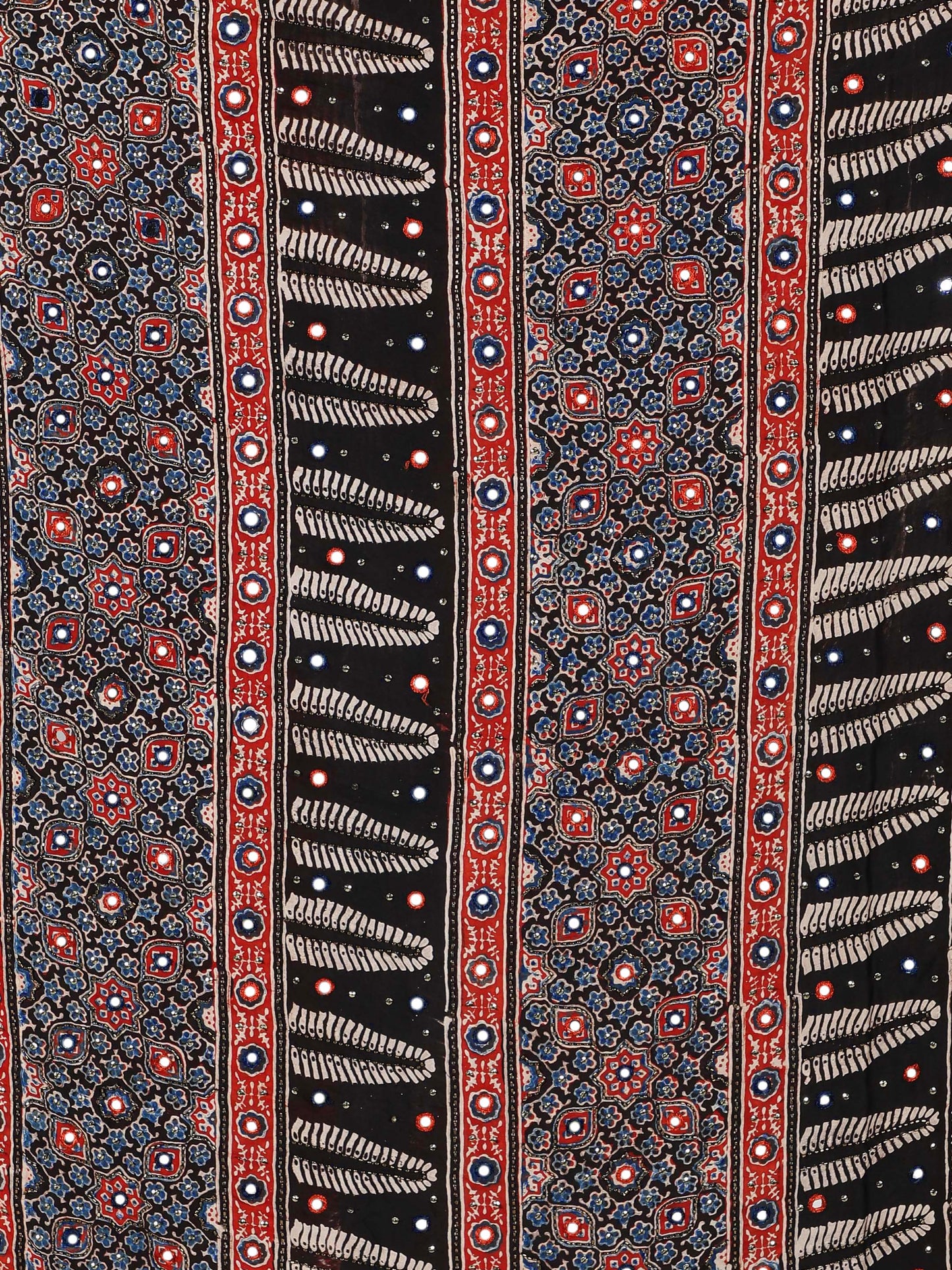 Red And Black Multi Hued Ajrakh Saree