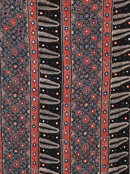 Red And Black Multi Hued Ajrakh Saree