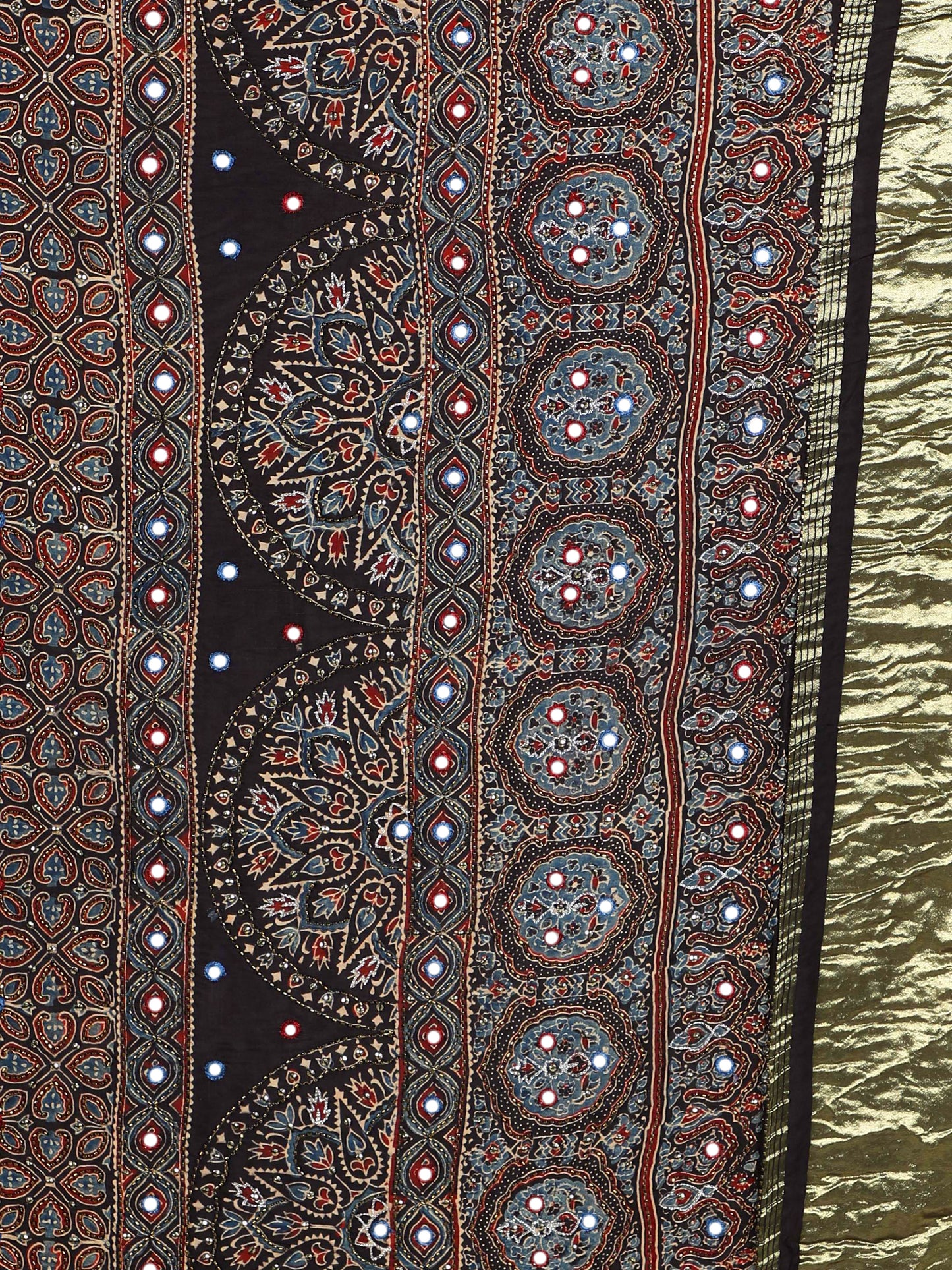 Ash Black Multi Hued Ajrakh Saree