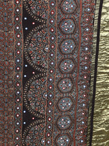 Ash Black Multi Hued Ajrakh Saree