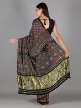 Ash Black Multi Hued Ajrakh Saree