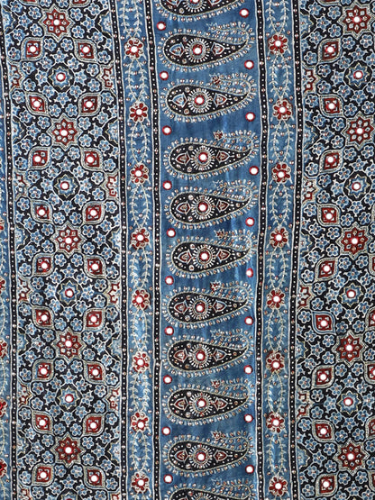 Cobalt Blue And Black Ajrakh Saree