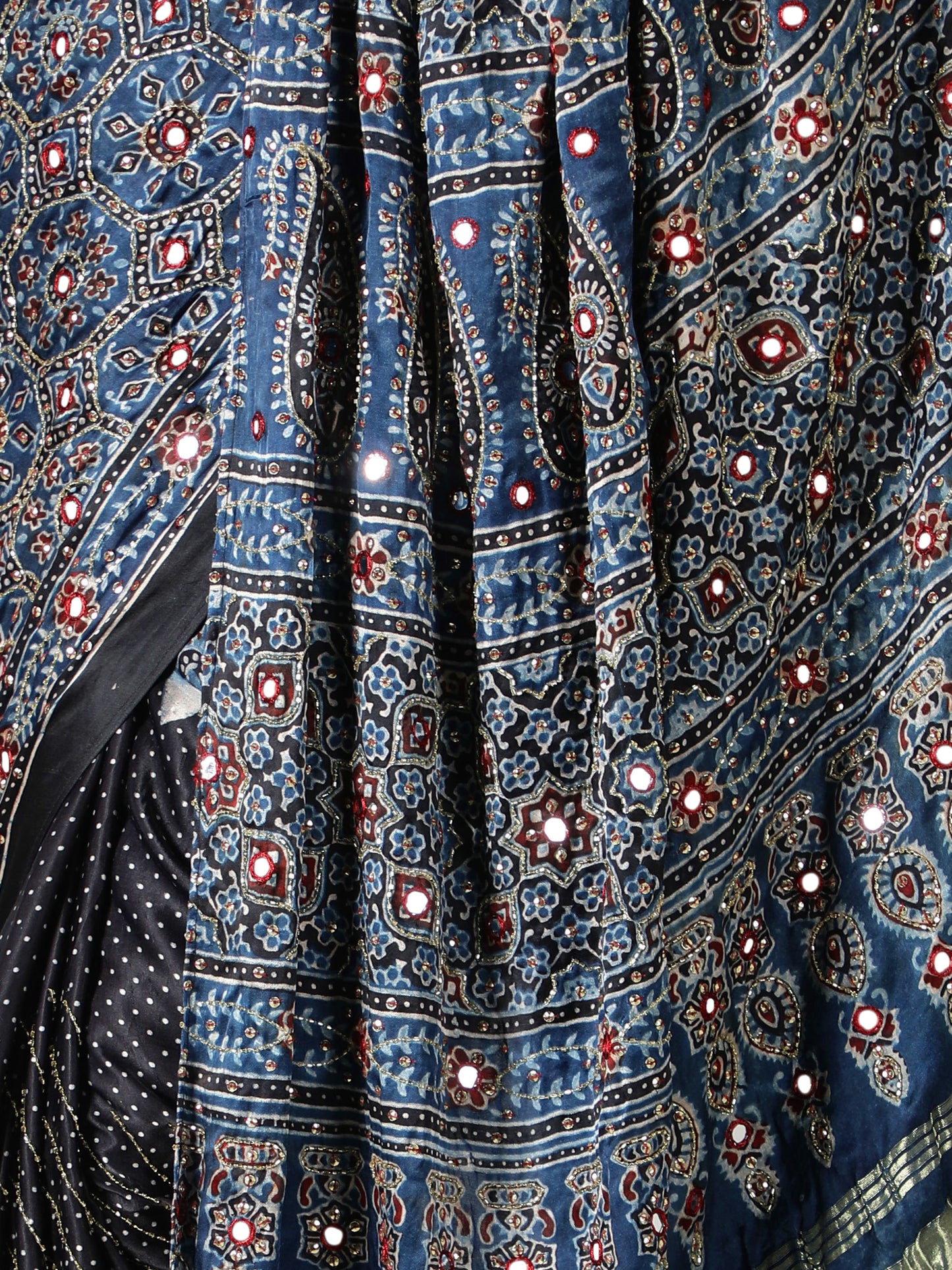 Cobalt Blue And Black Ajrakh Saree