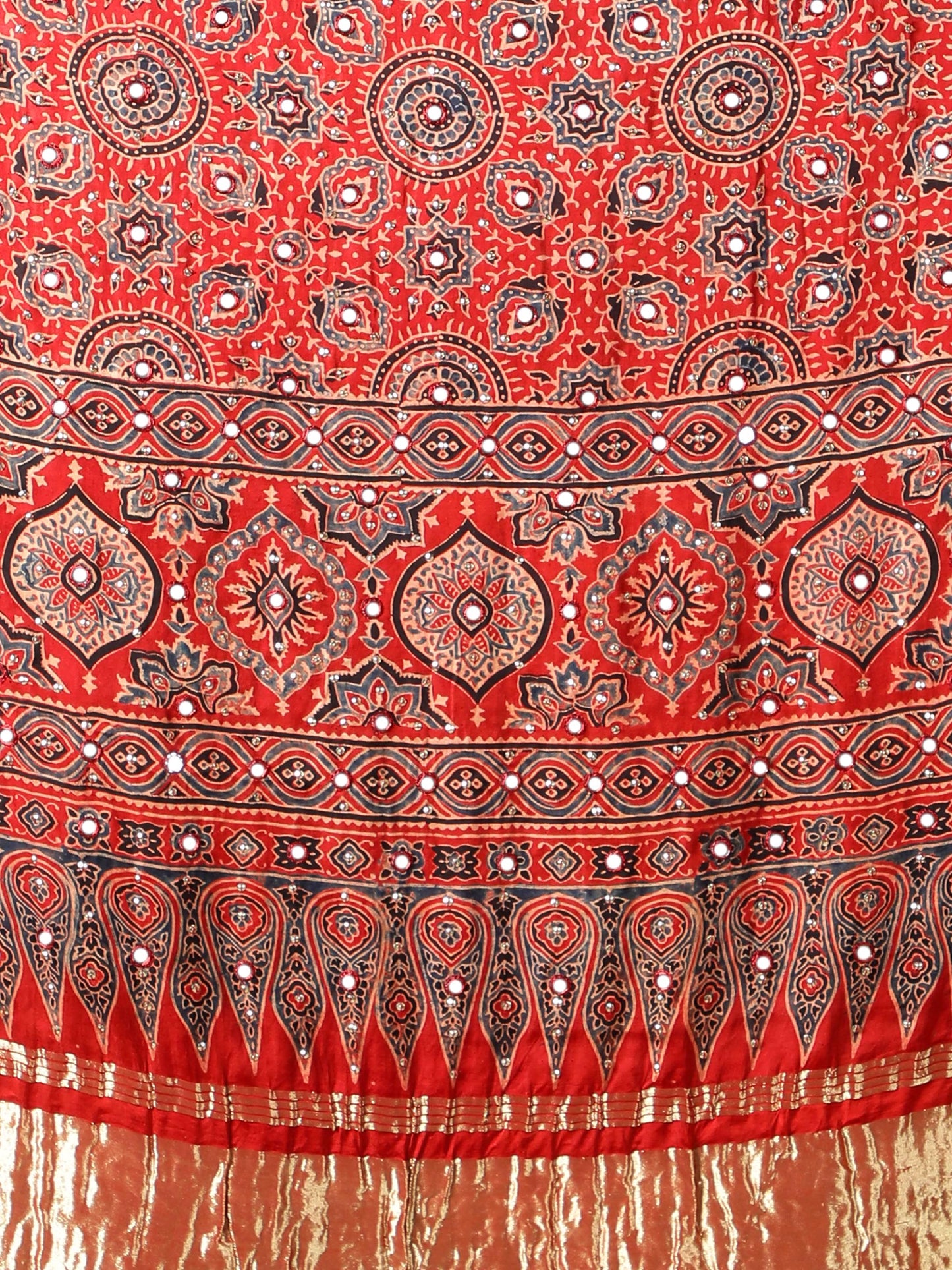 Crimson Red With Zari Pallu Ajrakh Dupatta