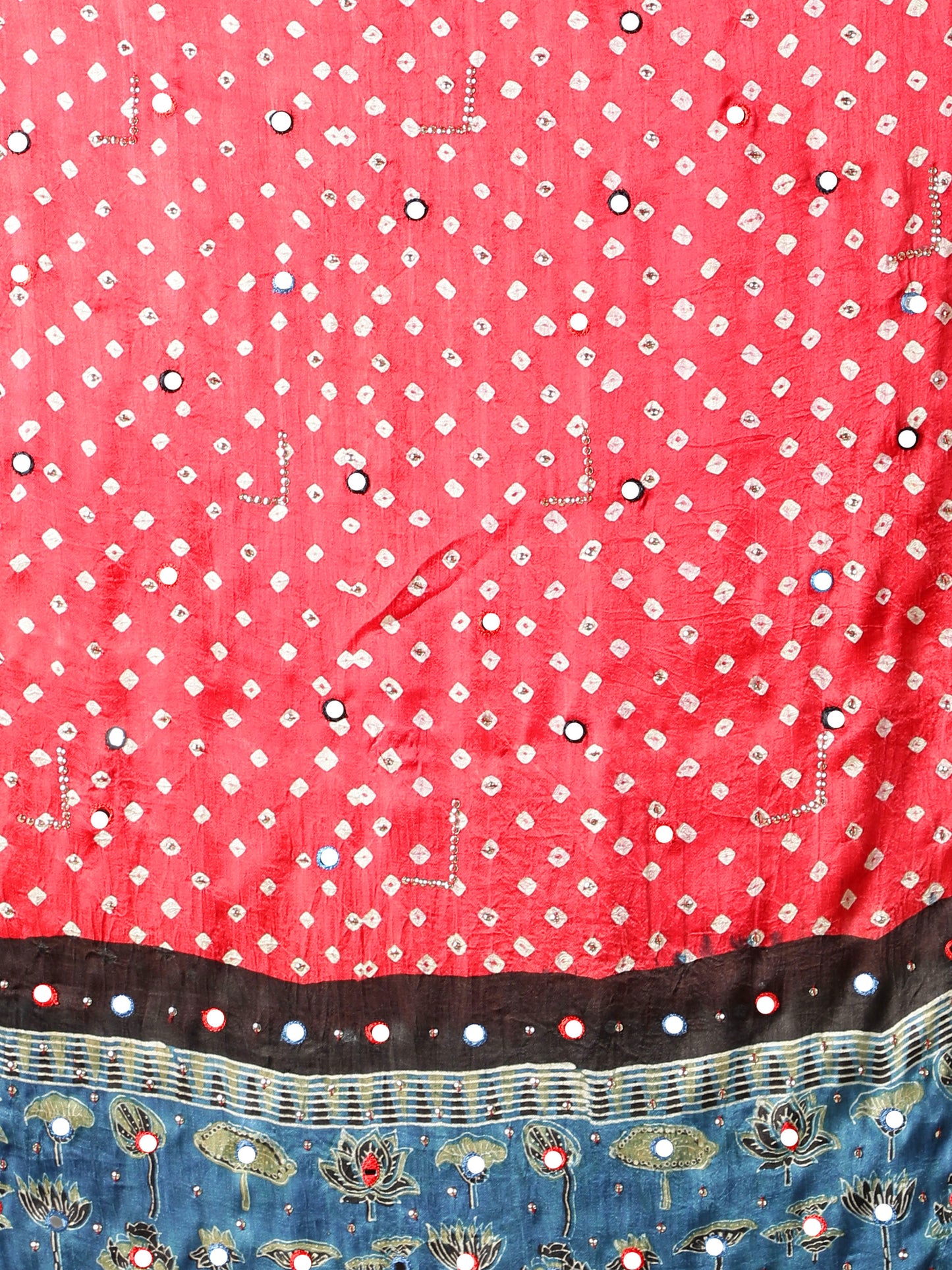 Pink Bandhej with Blue Ajrakh Pallu Dupatta
