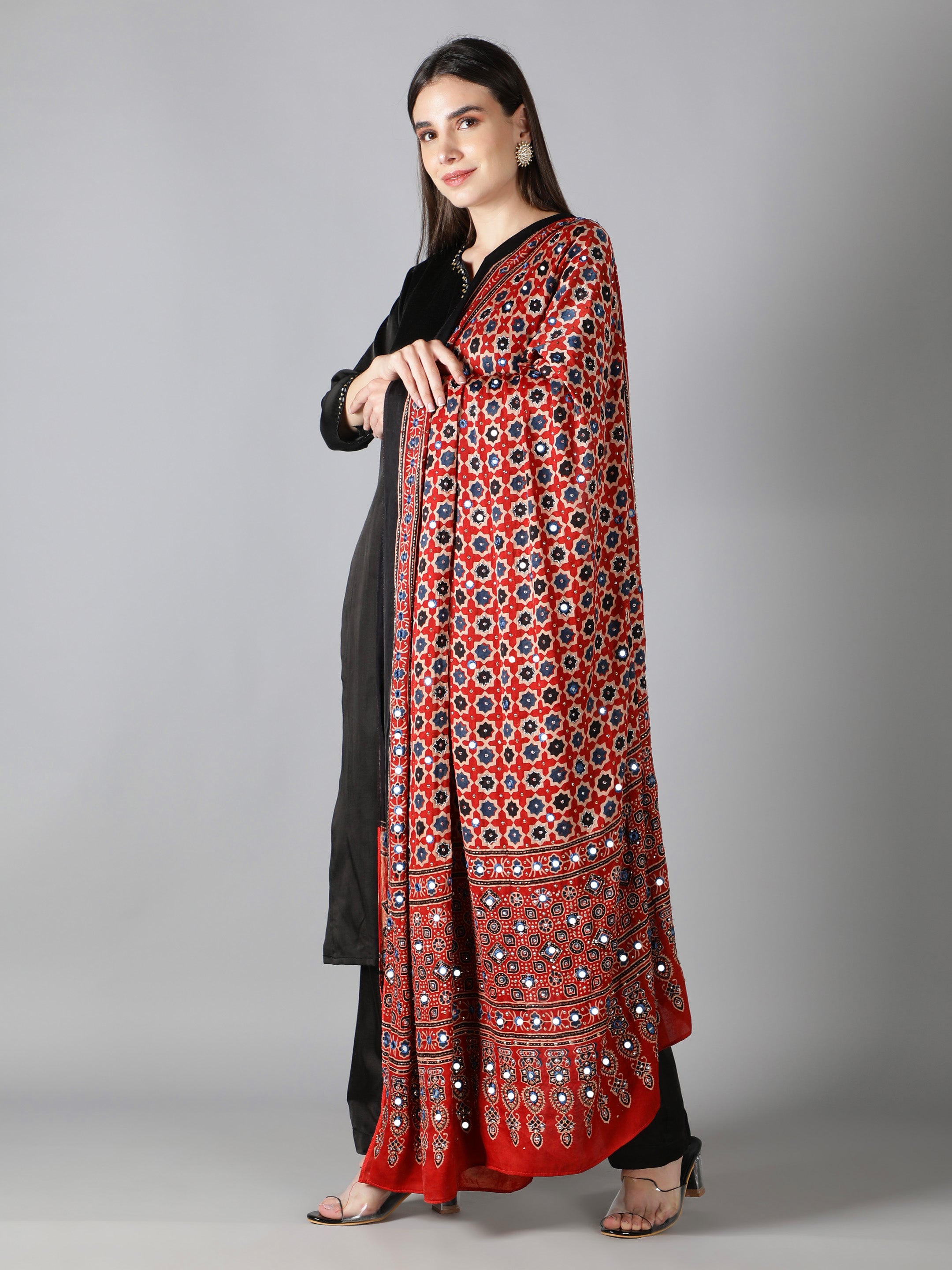 Rustic Red Ajrakh Dupatta