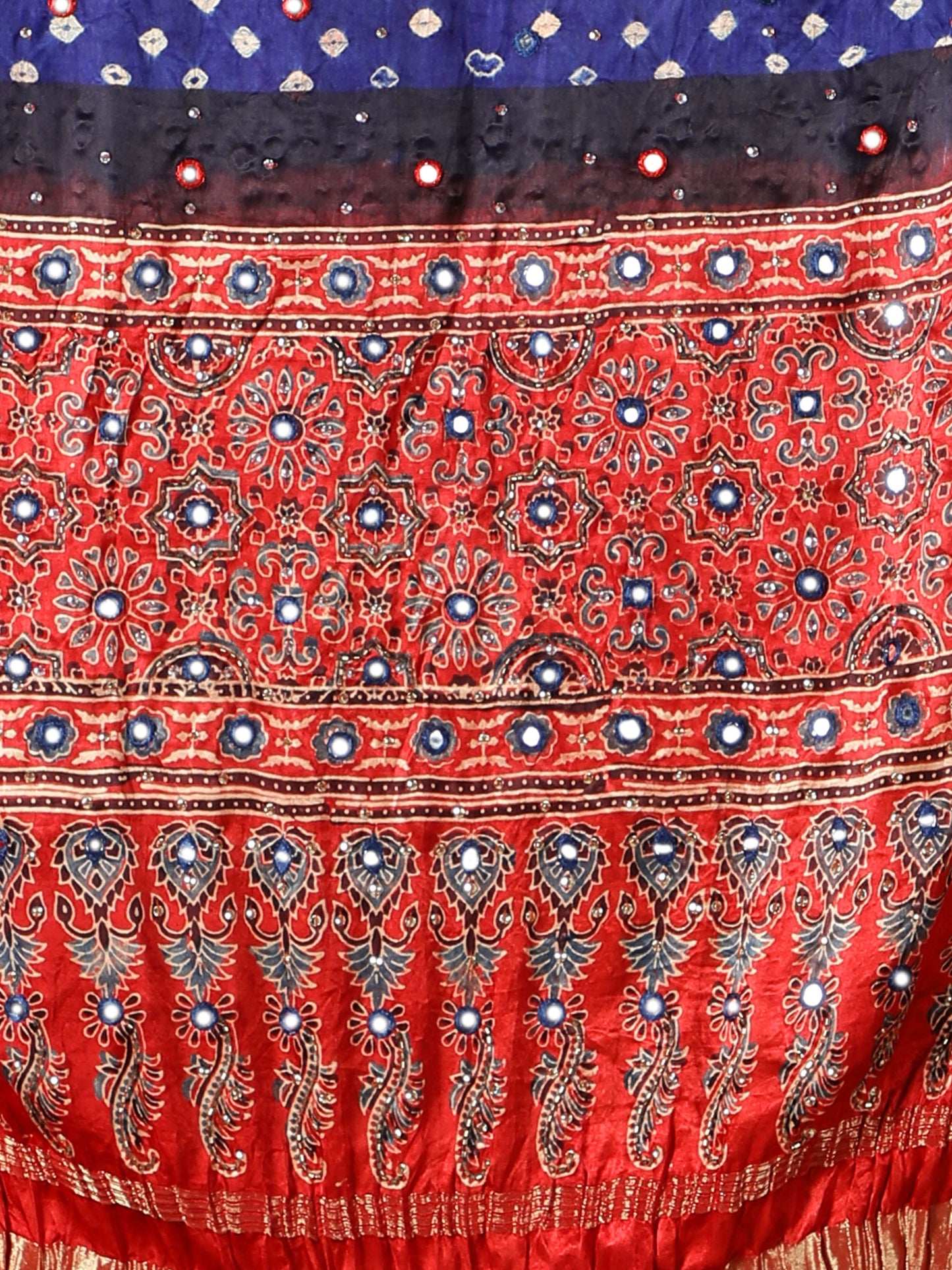 Royal Blue Bandhej with Ajrakh Zari Pallu Dupatta