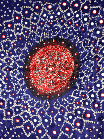 Royal Blue Bandhej with Ajrakh Zari Pallu Dupatta