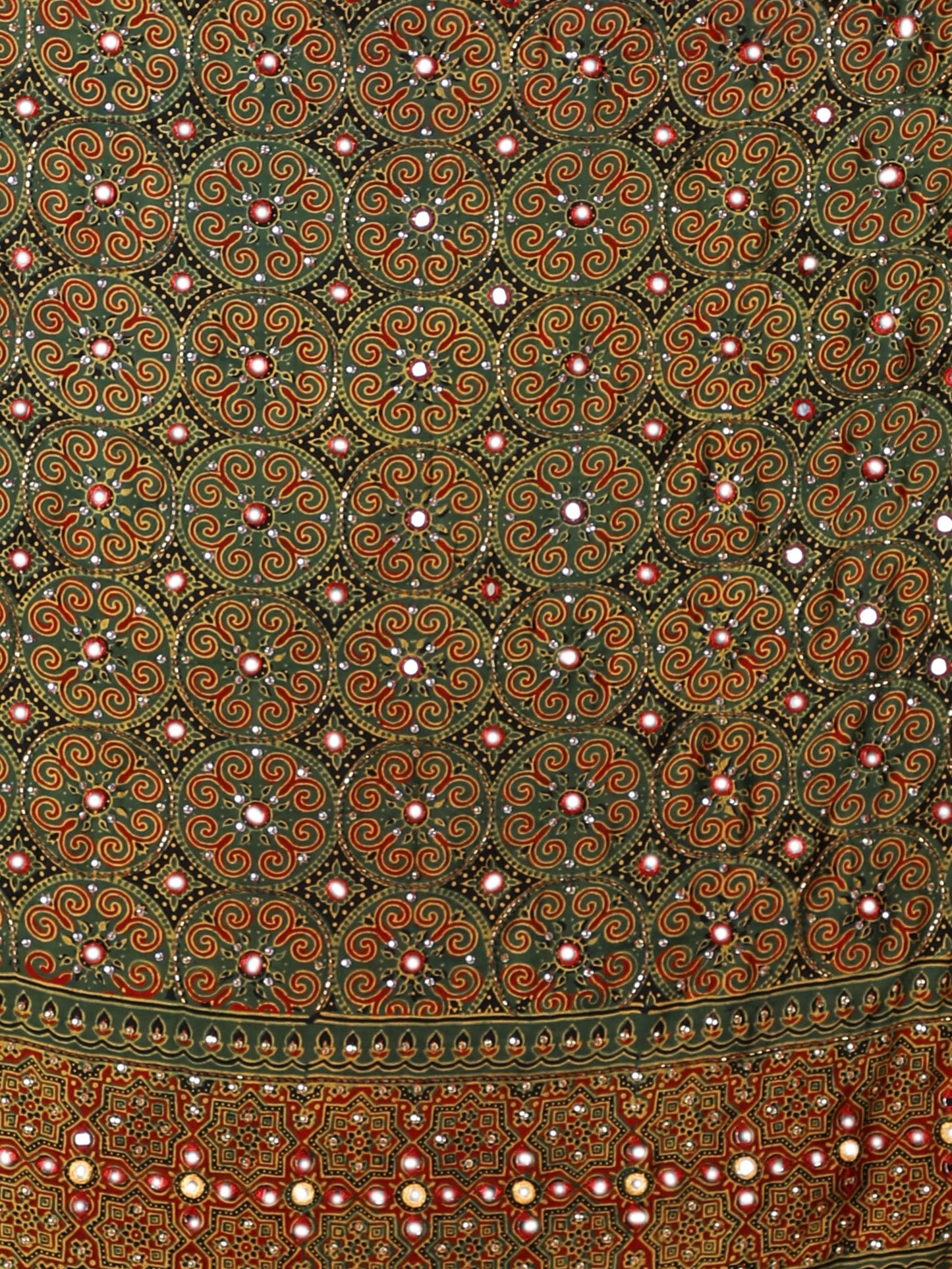 Leaf Green Floral Ajrakh Dupatta