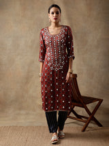 Tamarind Red Floral Long Yoke