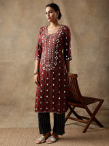 Tamarind Red Floral Long Yoke