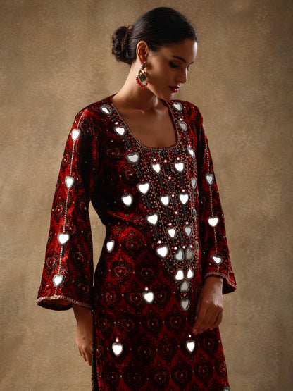 Ruby Red With Heart Mirrors Suit