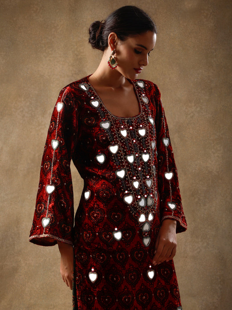 Ruby Red With Heart Mirrors Suit