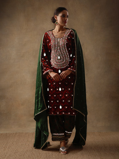 Ruby Red Oval Yoke Suit