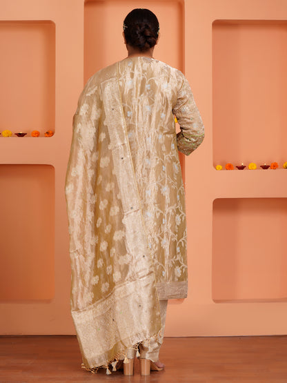 Golden Tissue Silk Kurta Set
