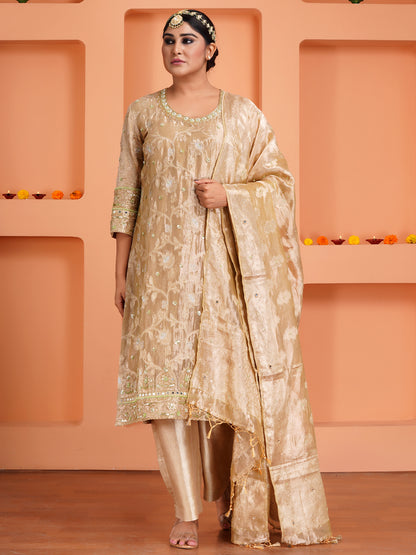 Golden Tissue Silk Kurta Set