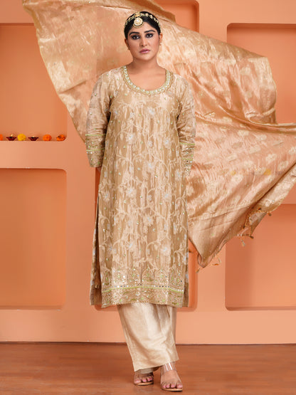 Golden Tissue Silk Kurta Set
