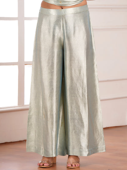 Green Tissue Silk Jacket & Kurta Set