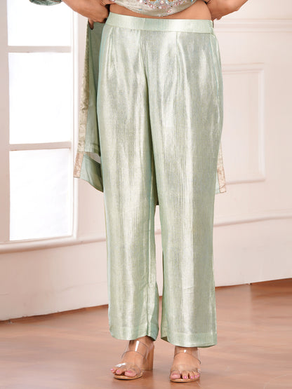 Blue Brocade Silk Embroidered Kurta Set